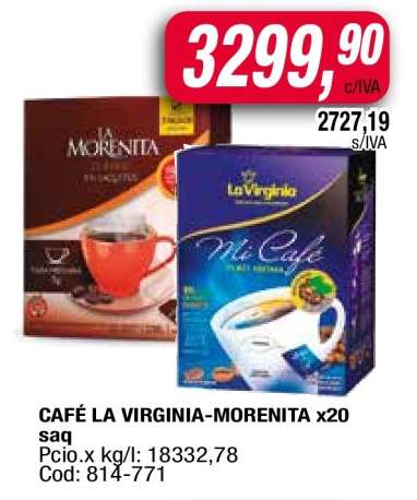 CAFÉ LA VIRGINIA-MORENITA x20 saq