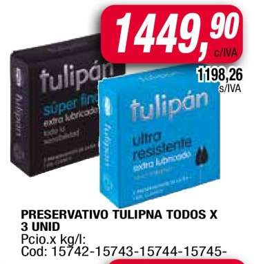 PRESERVATIVO TULIPAN TODOS X 3 UNID
