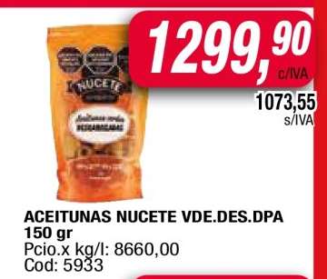 ACEITUNAS NUCETE VDE.DES.DPA 150 gr