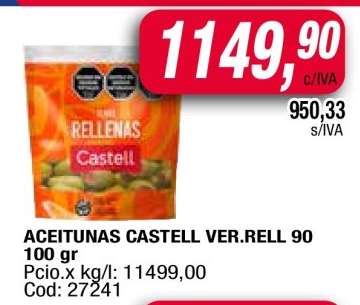 ACEITUNAS CASTELL VER.RELL 90 100 gr