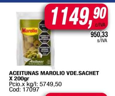 ACEITUNAS MAROLIO VDE.SACHET X 200gr