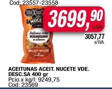 ACEITUNAS ACEIT. NUCETE VDE. DESC.SA 400 gr