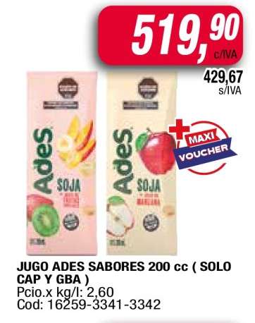 JUGO ADES SABORES 200 cc