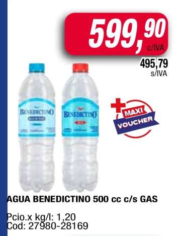 AGUA BENEDICTINO 500 cc c/s GAS
