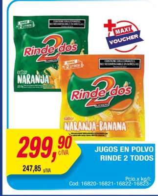 JUGOS EN POLVO RINDE 2 TODOS