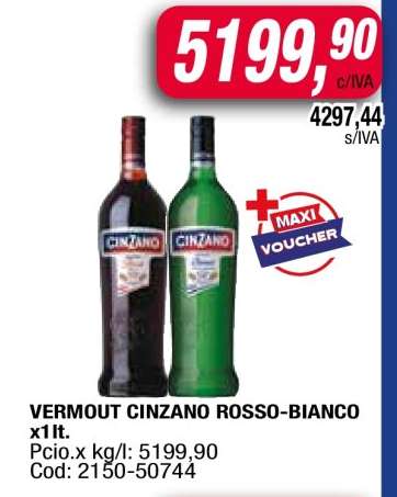 VERMOUT CINZANO ROSSO-BIANCO x1lt.