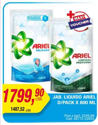 Jabón Líquido Ariel D/Pack x 800 ml