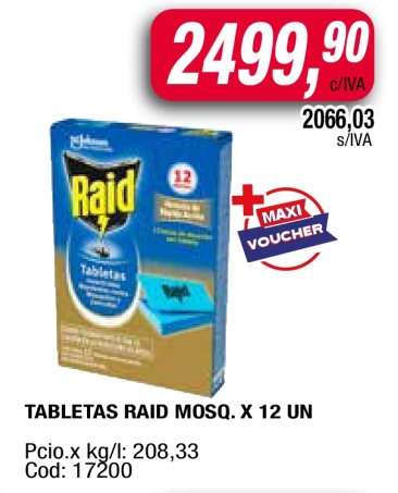 TABLETAS RAID MOSQ. X 12 UN
