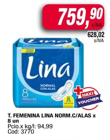 T. FEMENINA LINA NORM.C/ALAS x 8 un