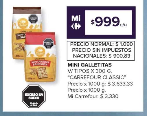 Mini Galletitas Carrefour Classic