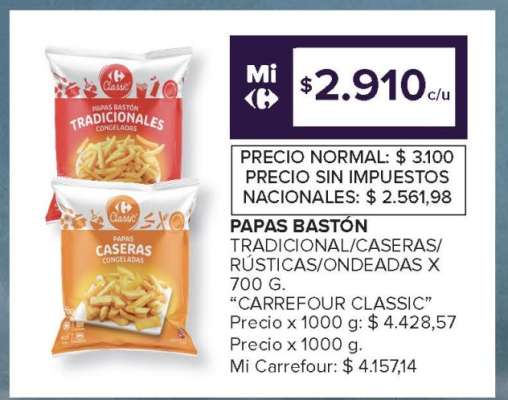 Papas Bastón Carrefour Classic