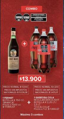 Combo Fernet y Gaseosa