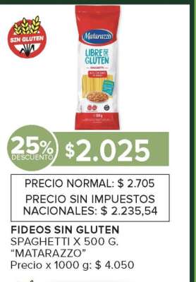 Fideos Sin Gluten Spaghetti x 500 g 'Matarazzo'