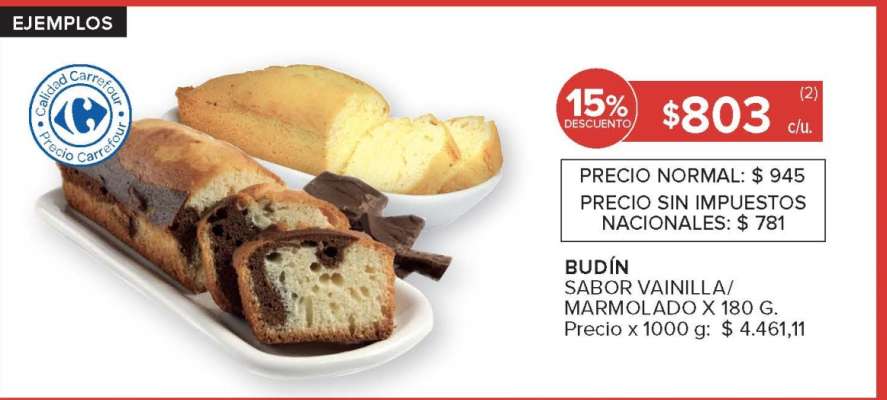 Budín Sabor Vainilla/Marmolado x 180 g
