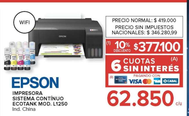 Epson Impresora Sistema Continuo Ecotank Mod. L1250