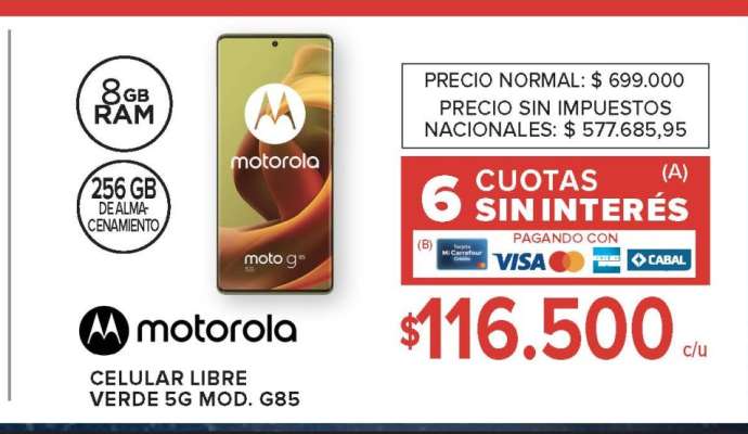 Motorola Celular Libre Verde 5G Mod. G85