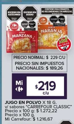 Jugo en Polvo Carrefour Classic