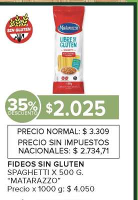 Fideos Sin Gluten Spaghetti x 500 g 'Matarazzo'