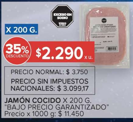 JAMÓN COCIDO X 200 G.