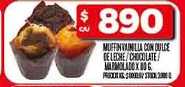 Muffin Vainilla con Dulce de Leche/Chocolate/Mermelada x 10 u