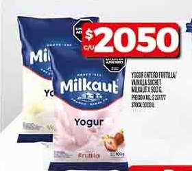 Yogur Entero Frutilla/Vainilla Sachet Milkaut
