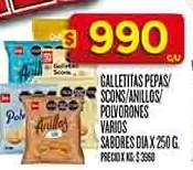 Galletitas Pepas/Scóns/Anillos/Polvorones