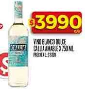 Vino Blanco Dulce Callia Amable x 750 ml