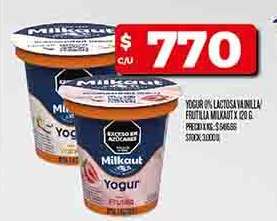 Yogur 0% Lactosa Vainilla Frutilla Milkaut x 120 g