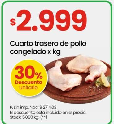 CUARTO TRASERO DE POLLO CONGELADO X KG