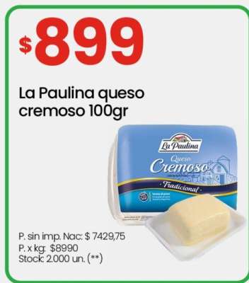 La Paulina queso cremoso 100gr