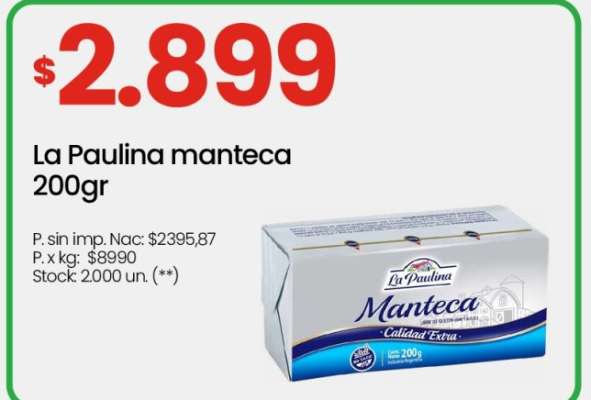 La Paulina manteca 200gr