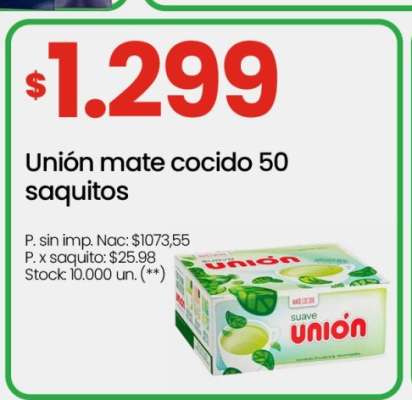 Unión mate cocido 50 saquitos
