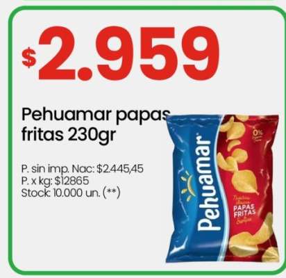 Pehuamar papas fritas 230gr