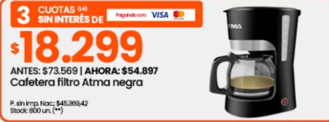 Cafetera filtro Atma negra