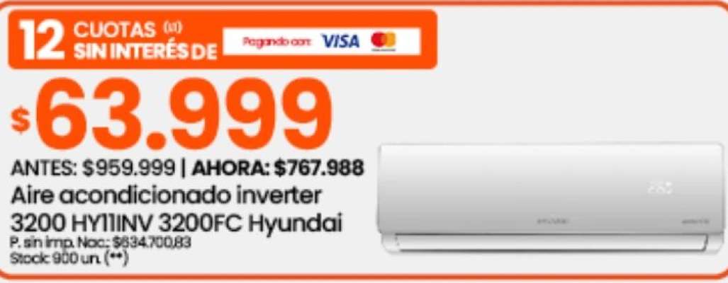 Aire acondicionado inverter 3200 HY111NV 3200FC Hyundai