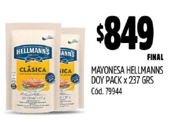 Mayonesa Hellmann's Doy Pack x 237 grs
