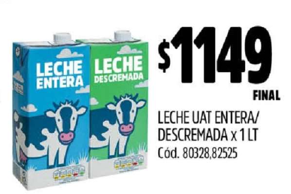LECHE UAT ENTERA/DESCREMADA X 1 LT