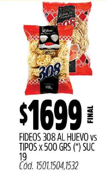 FIDEOS 308 AL HUEVO vs TIPOS