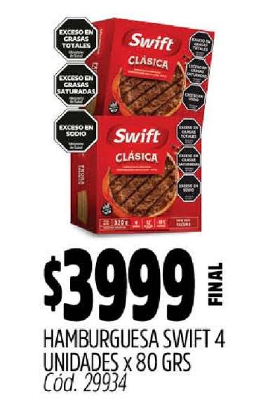 Hamburguesa Swift 4 Unidades x 80 GRS