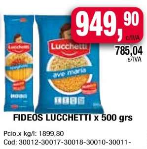 Fideos Lucchetti x 500 grs