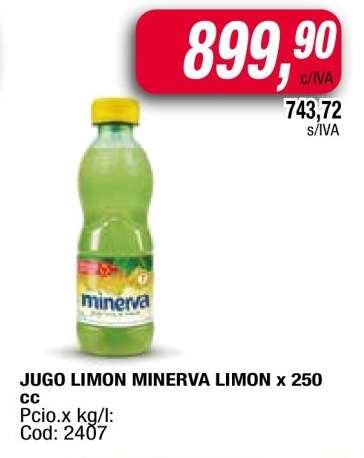 JUGO LIMON MINERVA LIMON x 250 cc