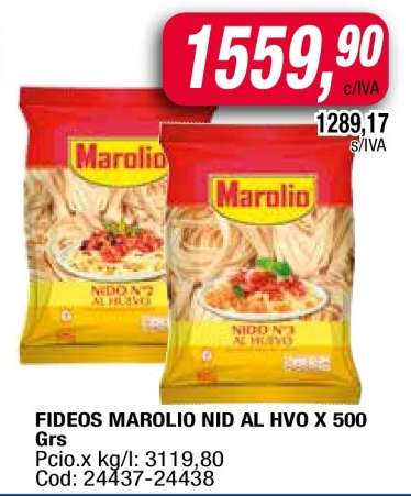 FIDEOS MAROLIO NID AL HVO X 500 Grs