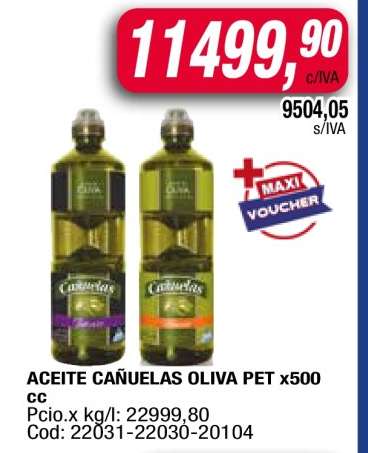 ACEITE CAÑUELAS OLIVA PET x500 cc