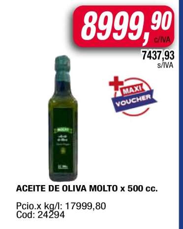 ACEITE DE OLIVA MOLTO x 500 cc.