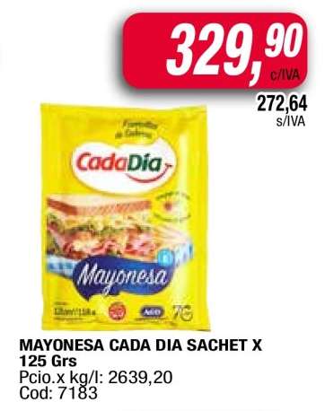 MAYONESA CADA DIA SACHET X 125 Grs