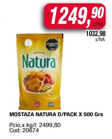 MOSTAZA NATURA D/PACK X 500 Grs