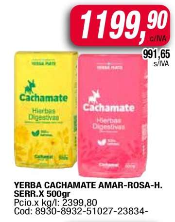 YERBA CACHAMATE AMAR-ROSA-H. SERR.X 500gr