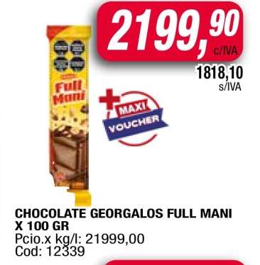CHOCOLATE GEORGALOS FULL MANI X 100 GR