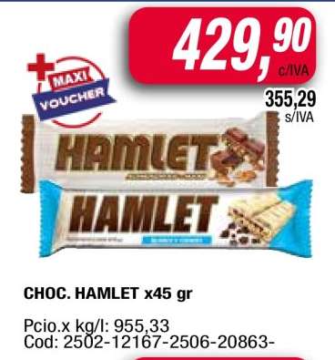 CHOC. HAMLET x45 gr