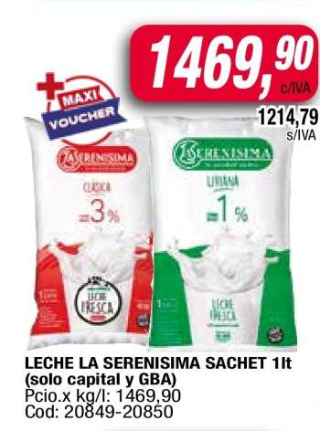 LECHE LA SERENISIMA SACHET 1lt